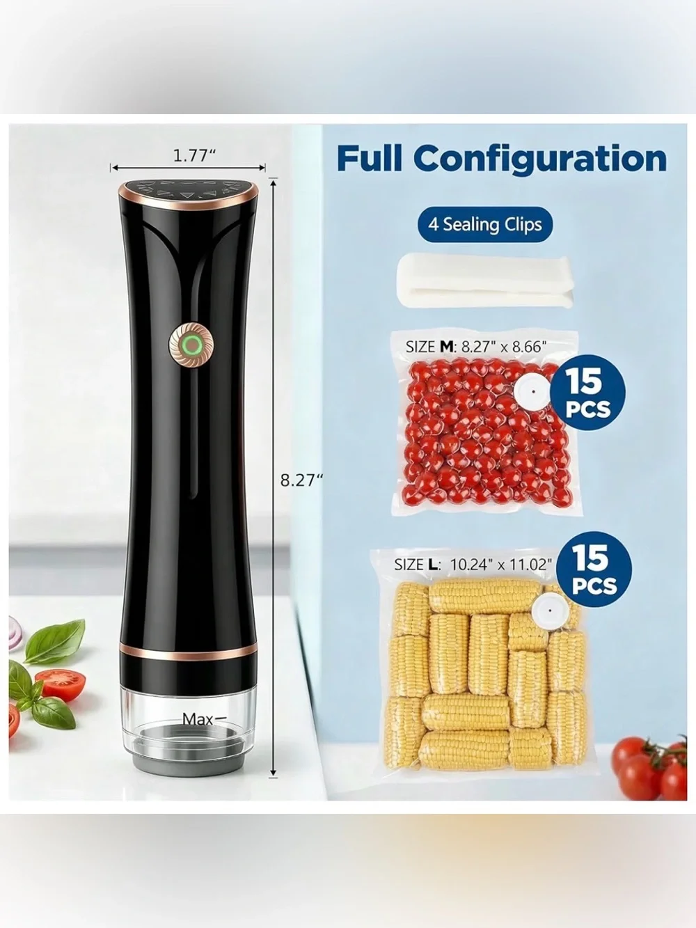Compact Vacuum Sealer for Food with Visible Tank, Handheld Vacuum